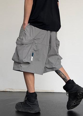 Men Solid Cotton Pockets Grey Simple Drawstring Shorts Summer FashionChic