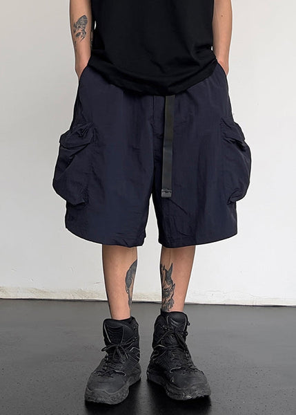 Men Solid Cotton Pockets Grey Simple Drawstring Shorts Summer FashionChic