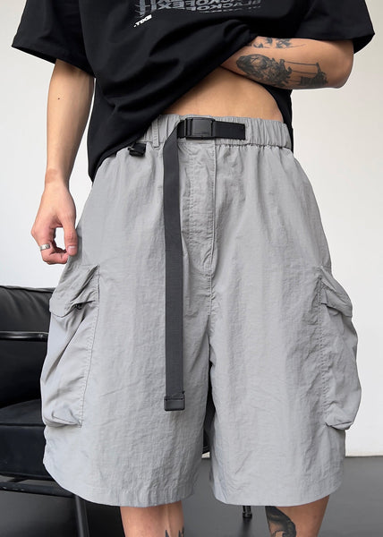 Men Solid Cotton Pockets Grey Simple Drawstring Shorts Summer FashionChic