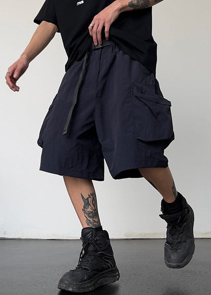 Men Solid Cotton Pockets Grey Simple Drawstring Shorts Summer FashionChic