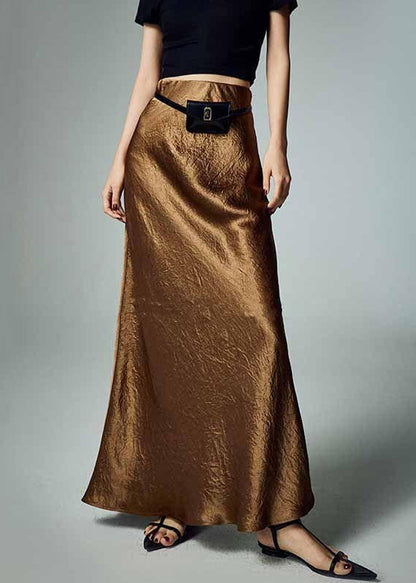 Simple Grey Solid High Waist Silk Skirt Summer KK097 SH-LF-SKTS240602