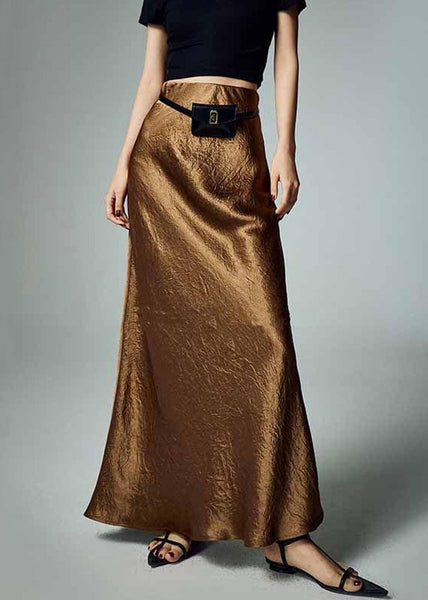 Simple Grey Solid High Waist Silk Skirt Summer KK097 SH-LF-SKTS240602