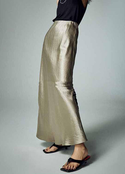 Simple Grey Solid High Waist Silk Skirt Summer KK097 SH-LF-SKTS240602