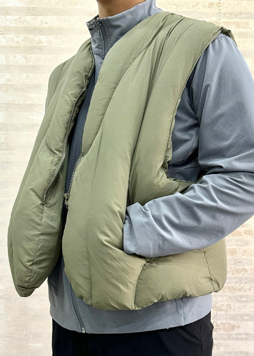 Simple Grey Zip Up Pockets Cotton Filled Mens Waistcoat Sleeveless RN002 ABC