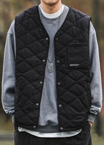 Simple Khaki Button Pockets Cotton Filled Mens Waistcoat Winter RN008 ABC