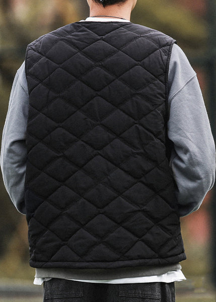 Simple Khaki Button Pockets Cotton Filled Mens Waistcoat Winter RN008 ABC