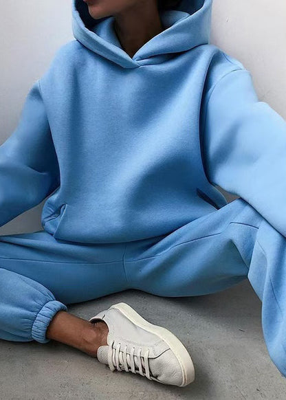 Two Waist Khaki Cotton Spring Hooded Elastic Set Simple Piece FashionChic