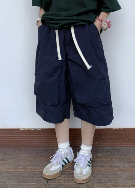 Simple Khaki Pockets Drawstring Men Crop Pants Summer YT012 Men-Silk-MENCP240721