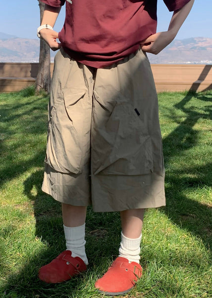 Simple Khaki Pockets Drawstring Men Crop Pants Summer YT012 Men-Silk-MENCP240721