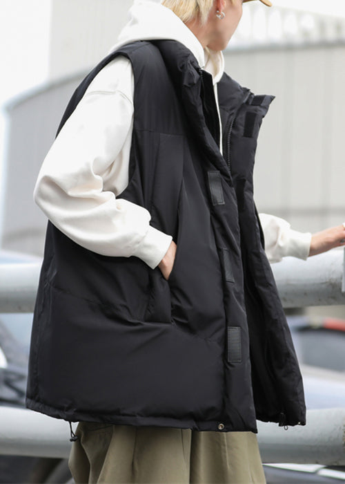 Simple Khaki Stand Collar Zip Up Cotton Filled Men Waistcoat Winter EQ035 ABC