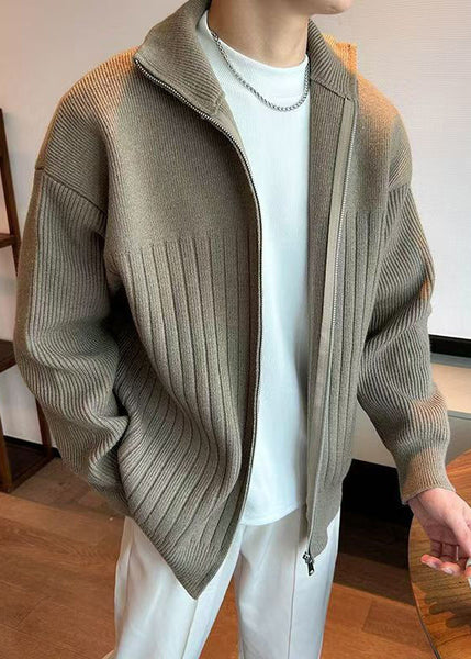 Khaki Up Coats Cozy Knit Mens Spring Zip Simple FashionChic