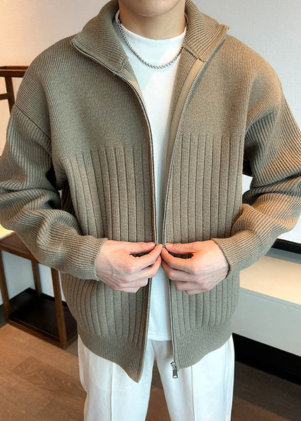 Khaki Up Coats Cozy Knit Mens Spring Zip Simple FashionChic