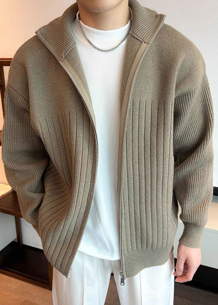 Khaki Up Coats Cozy Knit Mens Spring Zip Simple FashionChic