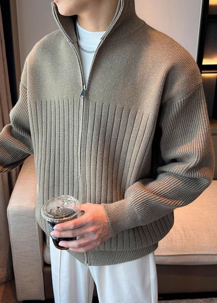 Khaki Up Coats Cozy Knit Mens Spring Zip Simple FashionChic