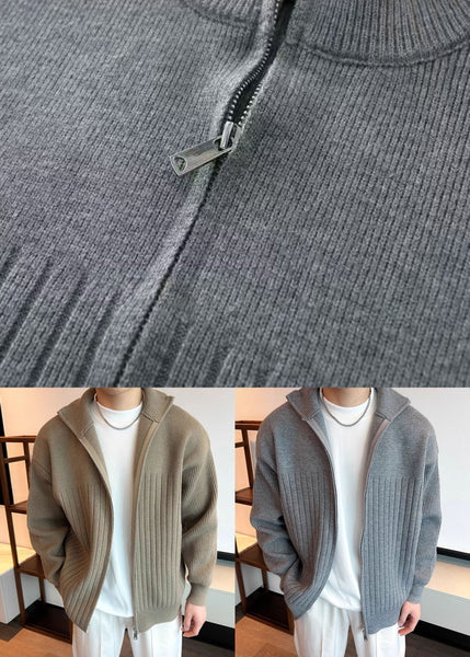 Khaki Up Coats Cozy Knit Mens Spring Zip Simple FashionChic