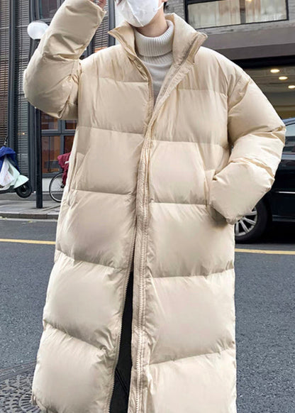 Simple Khaki Zip Up Pockets Duck Down Men Down Long Coats Winter RM008 ABC