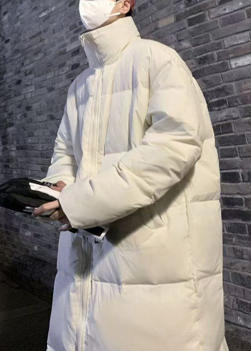 Simple Khaki Zip Up Pockets Duck Down Men Down Long Coats Winter RM008 ABC