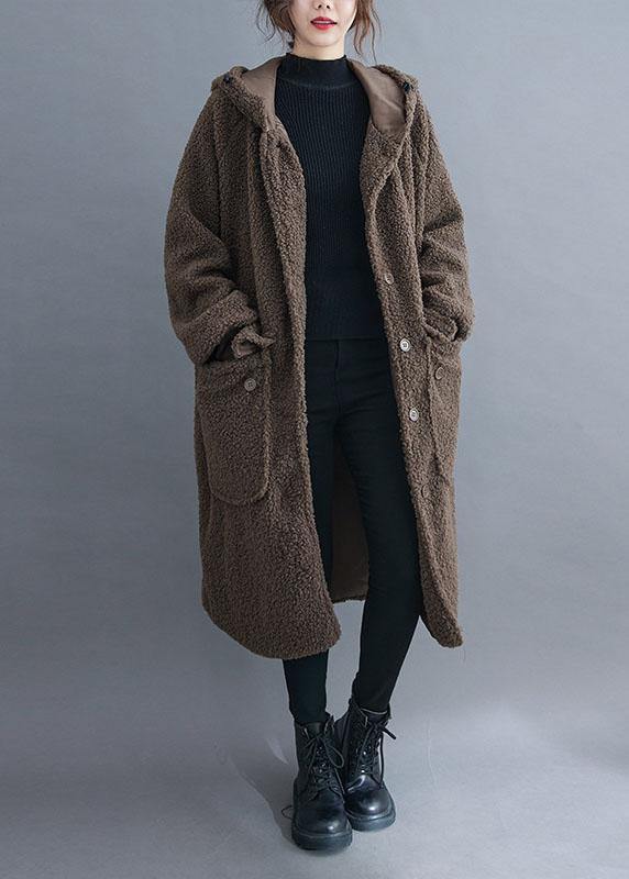 Simple Khaki hooded Pockets Button Winter Long sleeve parka QS033 WT-WG-CTS210914