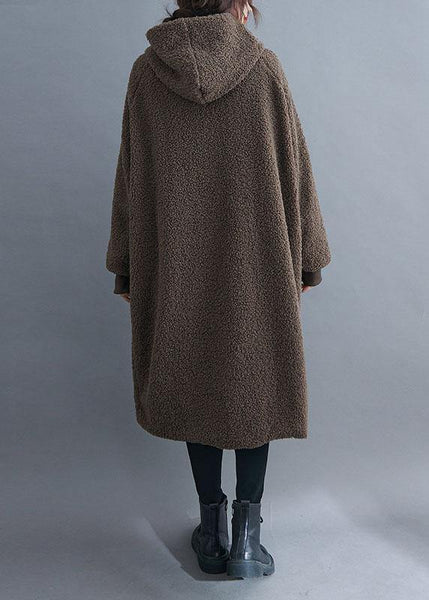 Simple Khaki hooded Pockets Button Winter Long sleeve parka QS033 WT-WG-CTS210914