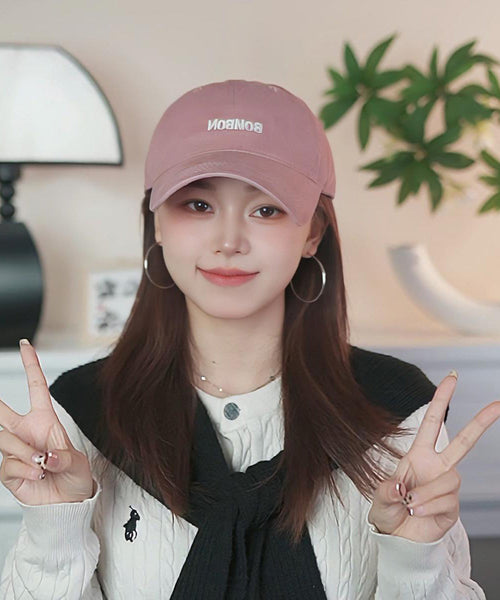 Simple Letter Embroidered Baseball Pink Cap Hat FashionChic