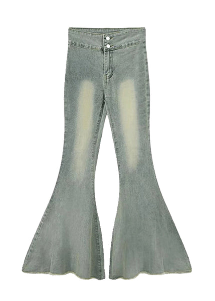 Simple Light Blue High Waist Butt Scrunch Denim Bell-bottom Trousers Spring YP042 ABC