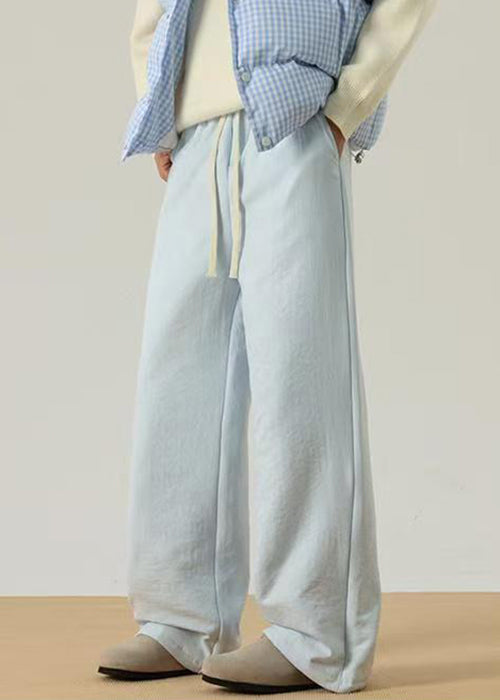 Simple Light Blue Pockets Solid Cotton Filled Men Pants Winter RM034 ABC