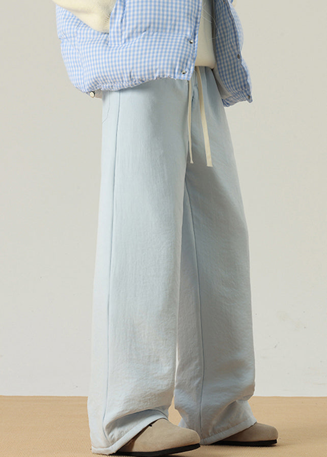 Simple Light Blue Pockets Solid Cotton Filled Men Pants Winter RM034 ABC