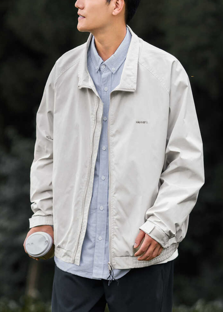 Cotton Coat Peter Light Pan Simple Zippered Men Grey Collar FashionChic