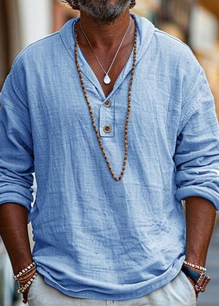 T Solid Cotton Men Simple Button Oversized Shirts Linen Fall FashionChic