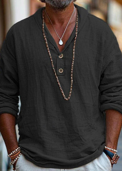 T Solid Cotton Men Simple Button Oversized Shirts Linen Fall FashionChic