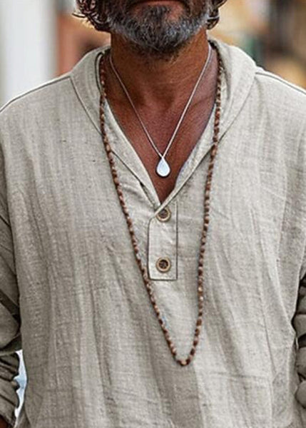 T Solid Cotton Men Simple Button Oversized Shirts Linen Fall FashionChic