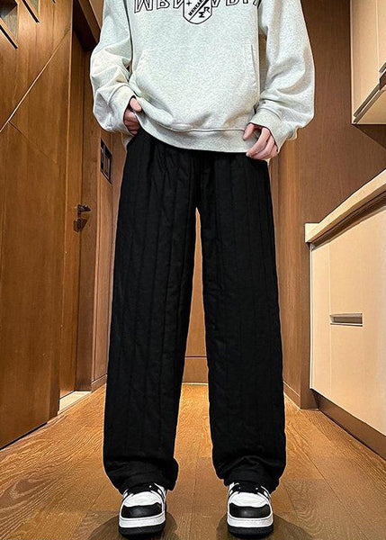 Simple Navy Elastic Waist Solid Thick Mens Pants Winter RM024 ABC