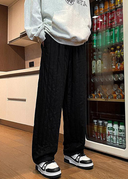 Simple Navy Elastic Waist Solid Thick Mens Pants Winter RM024 ABC