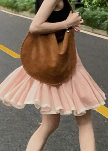 Summer Skirt Pink Lace Simple A Line Patchwork FashionChic