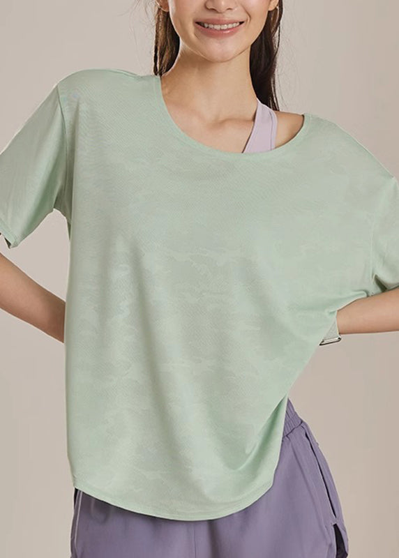 Simple Short Sleeve O-Neck Top Yoga Pink FashionChic