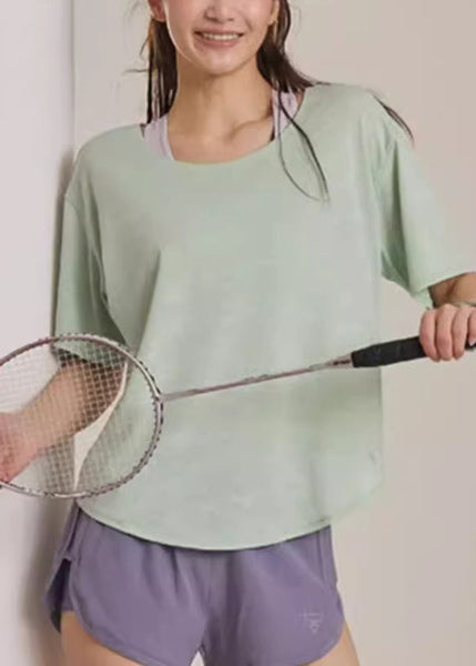 Simple Short Sleeve O-Neck Top Yoga Pink FashionChic