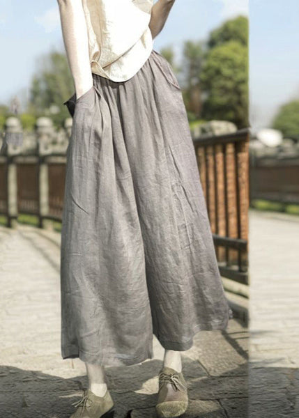 Simple Pink Pockets Elastic Waist Crop Pants Summer UU1014 SH-LF-CPTS240526