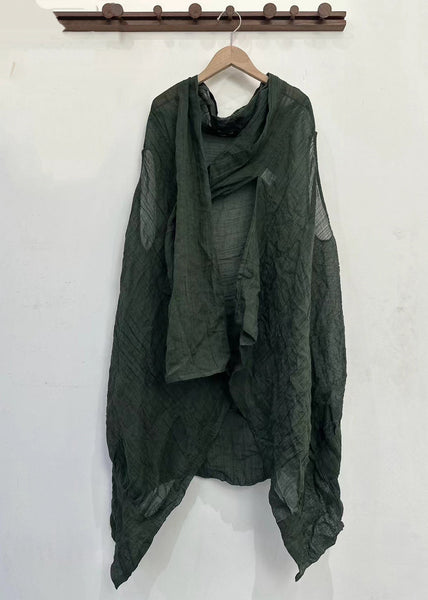 Simple Red Asymmetrical Solid Linen Cardigan Sleeveless MN074 MMDM-CDG240704