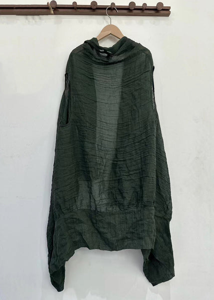 Simple Red Asymmetrical Solid Linen Cardigan Sleeveless MN074 MMDM-CDG240704