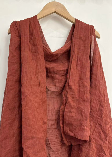 Simple Red Asymmetrical Solid Linen Cardigan Sleeveless MN074 MMDM-CDG240704