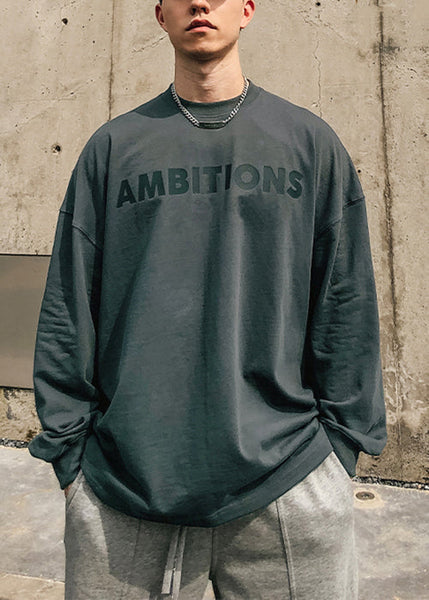 O-Neck Shirt Letter Spring Cotton T Mens Solid Simple Red FashionChic