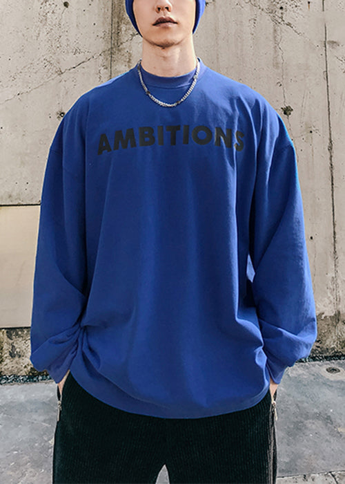 O-Neck Shirt Letter Spring Cotton T Mens Solid Simple Red FashionChic