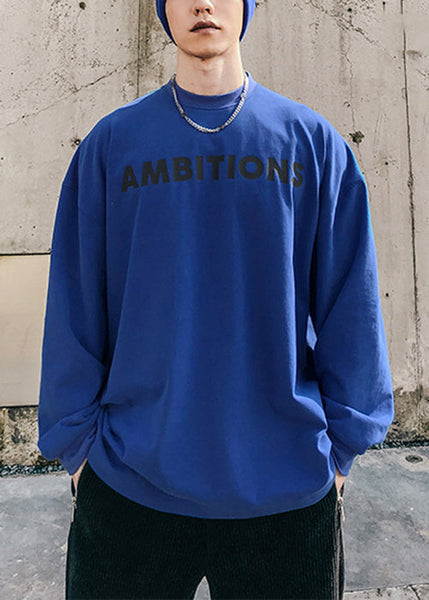 O-Neck Shirt Letter Spring Cotton T Mens Solid Simple Red FashionChic