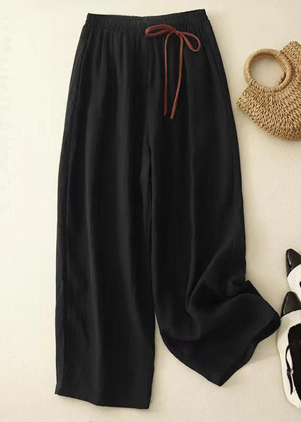 Simple Red Solid Elastic Waist Cotton Crop Pants Summer GG022 MZF-CPTS240610