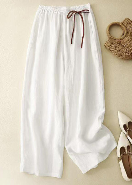 Simple Red Solid Elastic Waist Cotton Crop Pants Summer GG022 MZF-CPTS240610