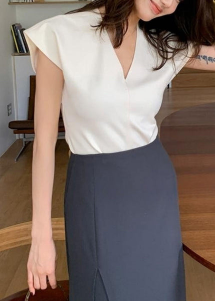 Neck Summer T V Shirts Cotton Rose Solid Simple FashionChic