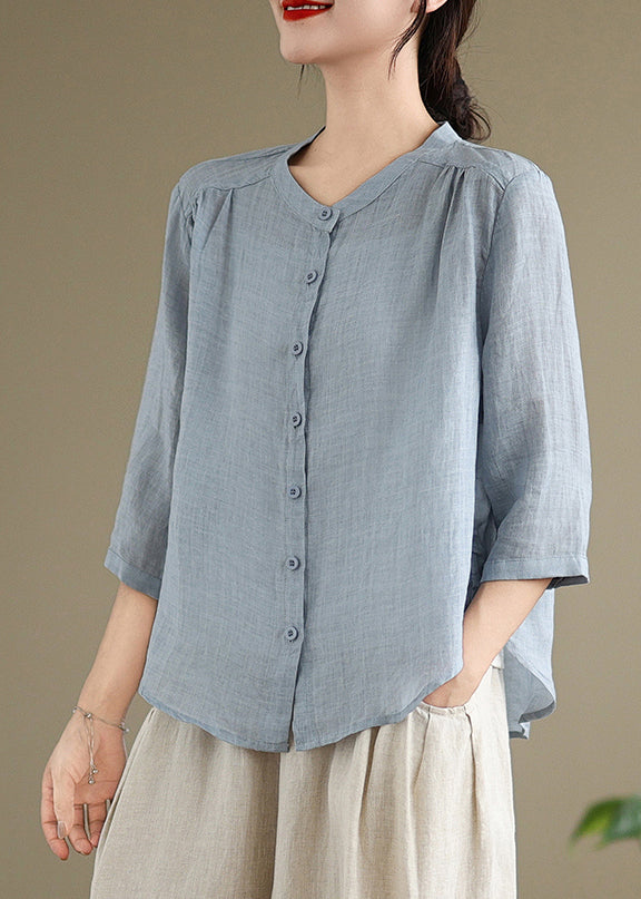 Simple Linen Outfits Blue Oversized Summer Two Sea Set Piece FashionChic
