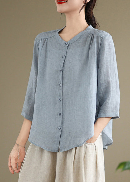 Simple Linen Outfits Blue Oversized Summer Two Sea Set Piece FashionChic