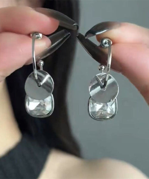 Disk Steel Crystal Earrings Silk Drop Stainless Simple FashionChic
