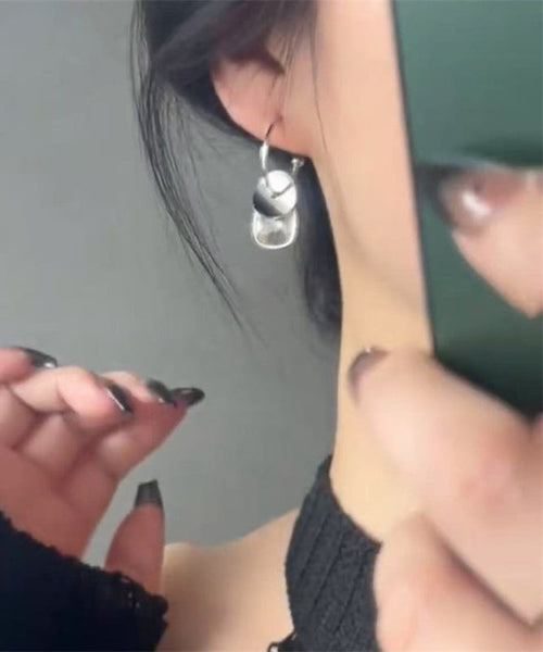 Disk Steel Crystal Earrings Silk Drop Stainless Simple FashionChic